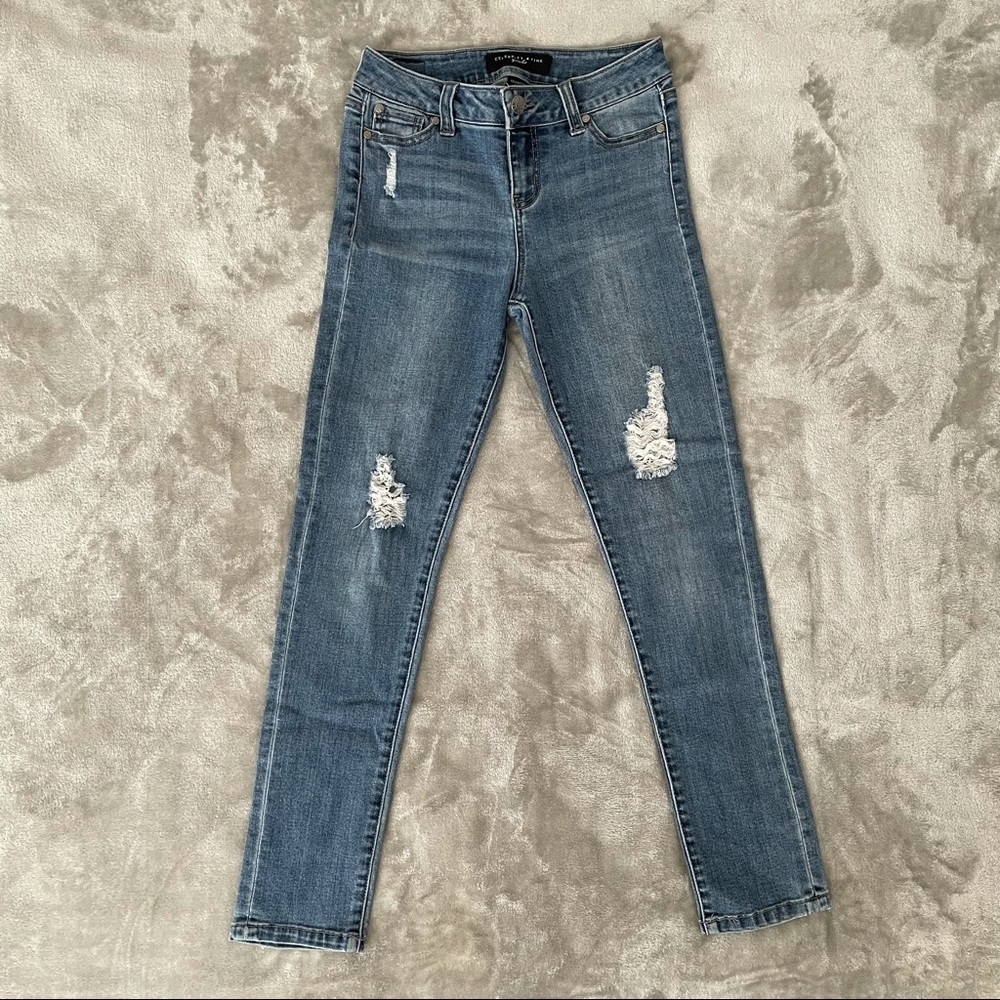 Celebrity Pink Girls Ripped Blue Jeans Size 12 Distressed Skinny Denim